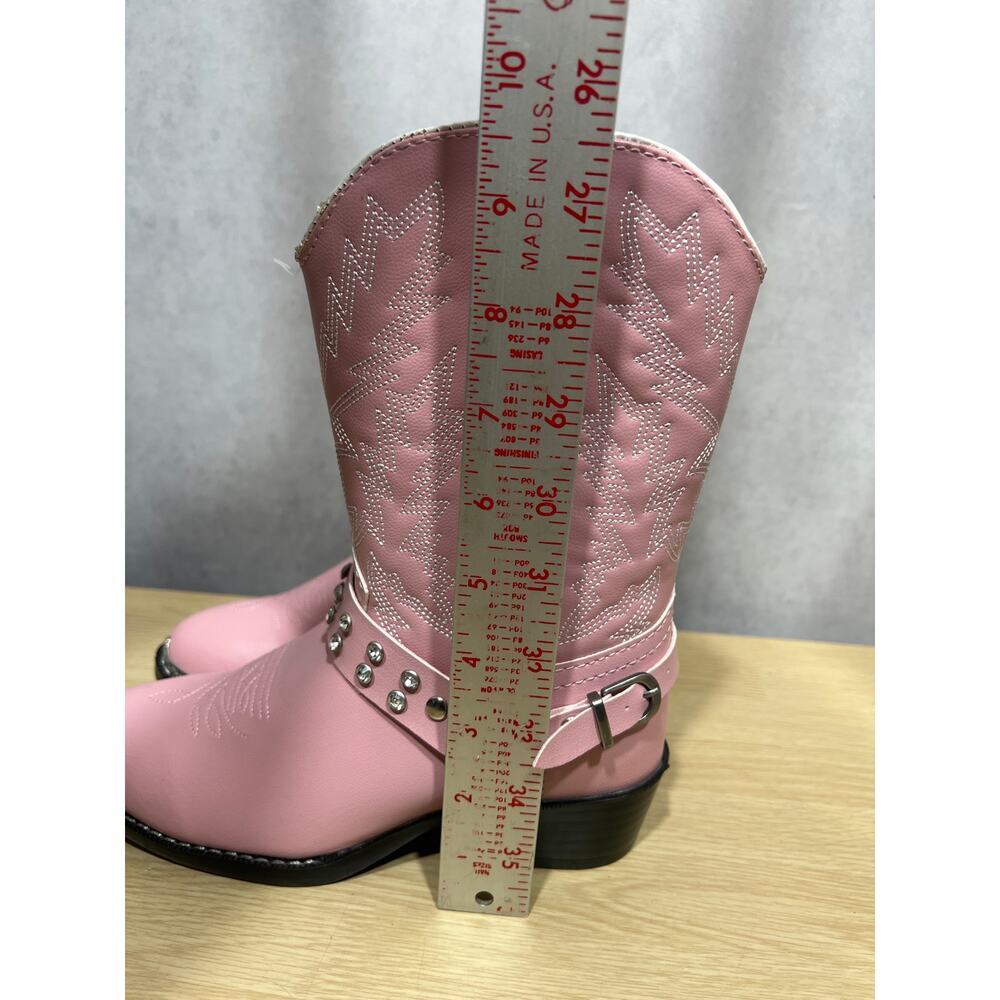 DURANGO Rhinstone Harness Western Boots Round Toe Pink Girls Size 2D - Picture 9 of 10